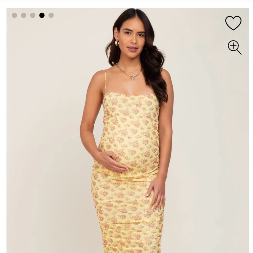 Pinkblush Yellow Ruched Midi Dress